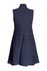 Long Tucked Vest - Indigo Jacquard 9755