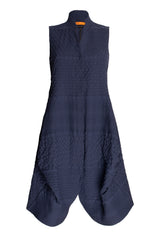 Long Tucked Vest - Indigo Jacquard 9755