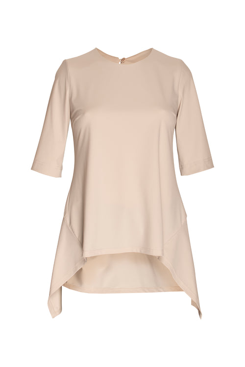 Short Sleeve Side Angle Top - Stone Jersey 5034