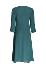 Vee Neck Angle Seam Dress - Teal Blue 2271