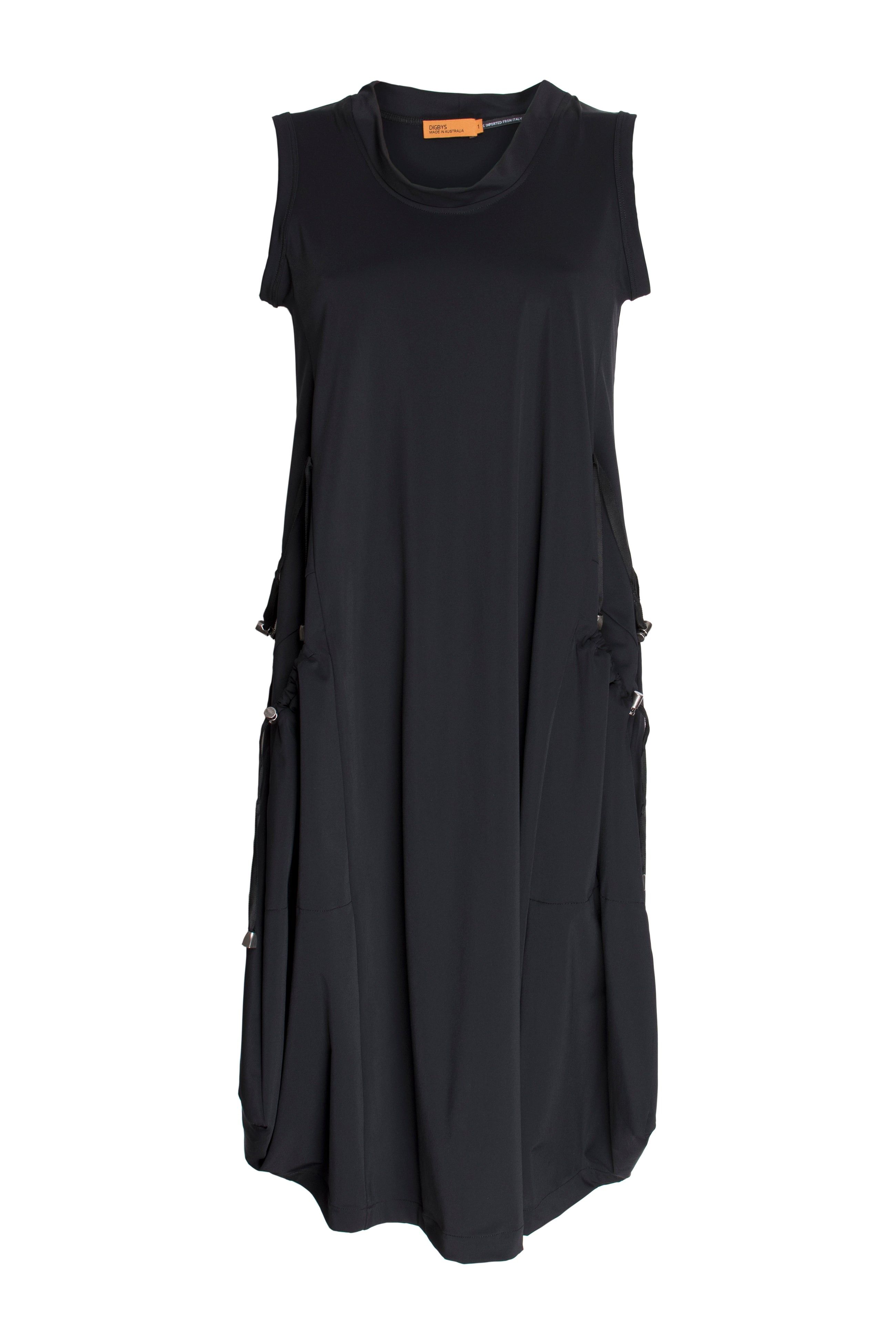 Sleeveless Drawstring Dress - Black Jersey 4217