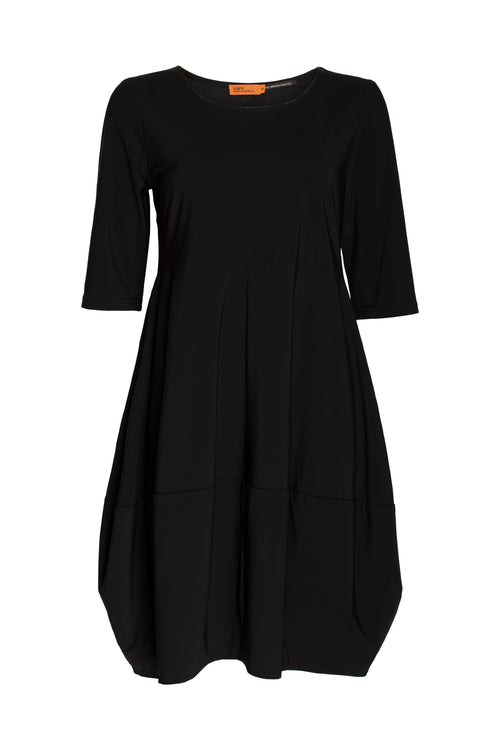 Short Sleeve Panel Hem Dress - Black Jersey 5042