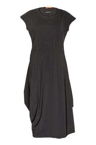 Short Sleeve Bell Panel Dress - Black 8616