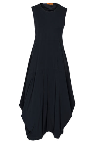 Short Sleeve Bell Panel Dress - Black 8616