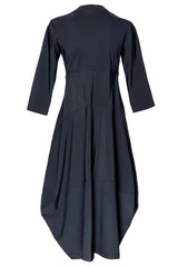 Black 3/4 Sleeve Vee Neck Multipanel Dress 8628