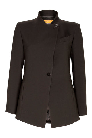 High Revere Collar Jacket - Charcoal Linen 7826