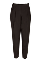 Black Elastic Waist Pleated Pant 4253
