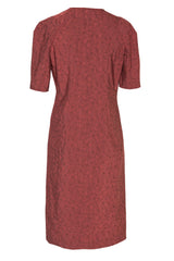 Rust Geometric Tuck Sleeve V Neck Dress 6261