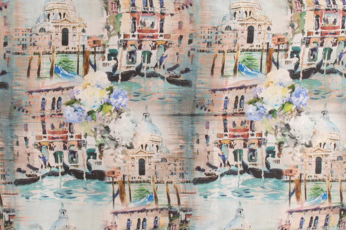 Venetian Print Silk Scarf F013