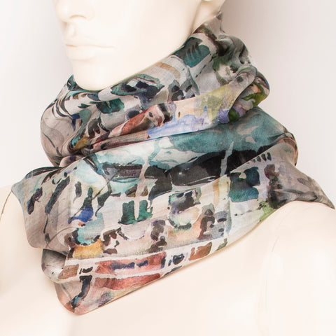 Black & White Print Silk Scarf - F008