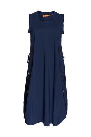 Short Sleeve Bell Panel Dress - Dark Navy 8617