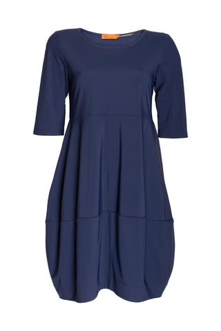 Short Sleeve Bell Panel Dress - Dark Navy 8617