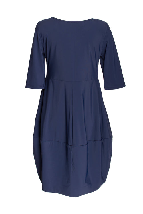 Short Sleeve Panel Hem Dress - Indigo Jersey 8642