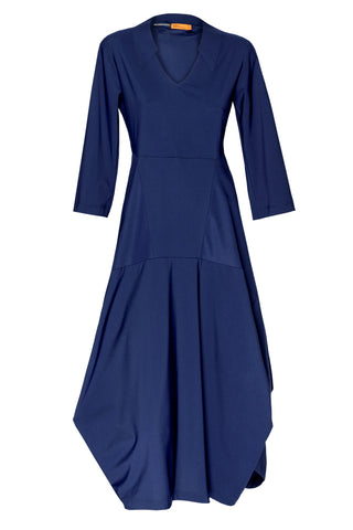 Short Sleeve Panel Hem Dress - Indigo Jersey 8642