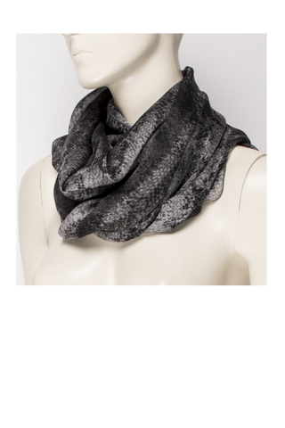 Black Print Silk Scarf - F011