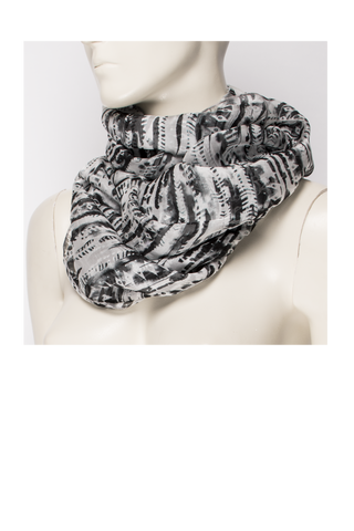 Navy Stripe Silk Scarf E010
