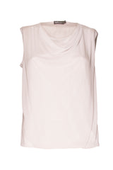 White Mesh Drape Front Singlet 3301