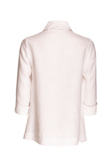 Linen Open Collar Shirt - White 5940